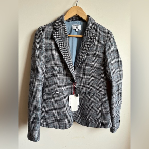 NWT Ines De Fressange Uniqlo Wool Houndstooth Checkered Blazer - XS - Picture 1 of 8
